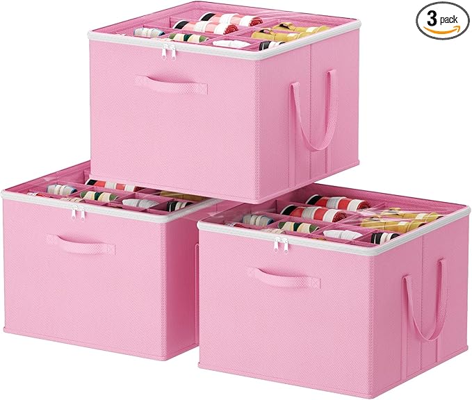 Lifewit Shoe Storage Organizer for Closet, Fabric Large Shoe Box Storage Containers with Clear Cover, Foldable Bins for Boots Heels Sneakers Fits 36-48 Pairs (Each 12-16 Pairs) 3 Pack Pink