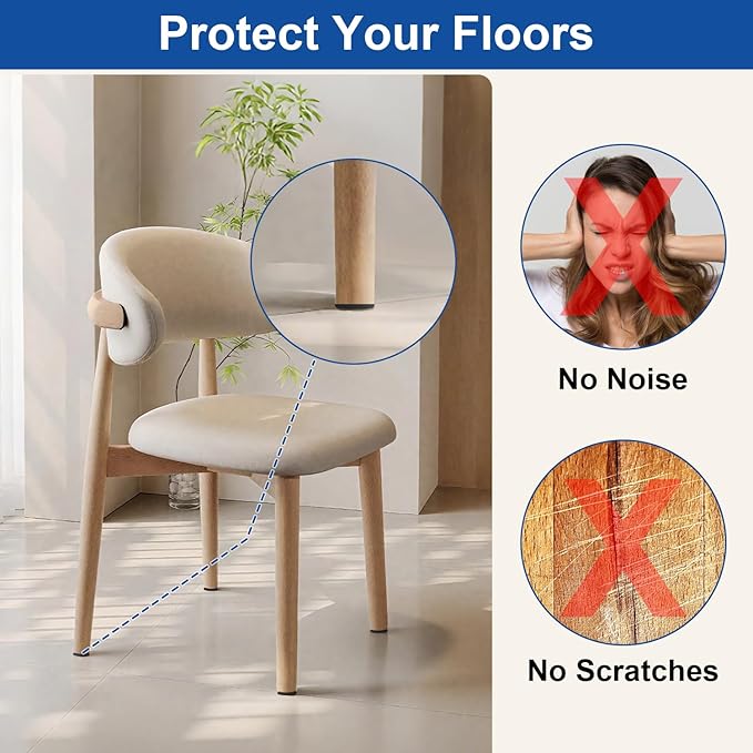 Felt Furniture Pads 224 PCS, 10 Sizes, Felt Pads for Chair Legs, Suitable for Round and Square Chair Legs, to Prevent Scratches, Reduce Noise and Protect The Floor (Black)