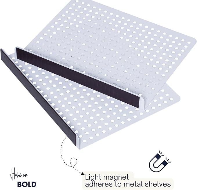 Magnetic Metal Shelf Divider Set (2Pack) Soft Magnet –Magnetic, Durable Powder-Coated White Dividers for Closet, Cabinet, Metal Shelves – Closet Organization (ONLY for Metal Shelves)