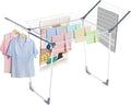 Unkqan Clothes Drying Rack, Foldable Laundry Rack for Indoor Outdoor, 10pcs Sock Clips, Collapsible Space-Saving Drying Rack for Clothes Towels Dolls, White