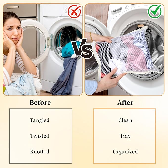 4PCS Mesh Laundry Bags for Washing Machine Hanging Laundry Hamper Delicates Laundry Bag with Handles (S/M/L/XL) Zipper Opening Wash Bag for Coat Sweater Lingerie Sock Sheet
