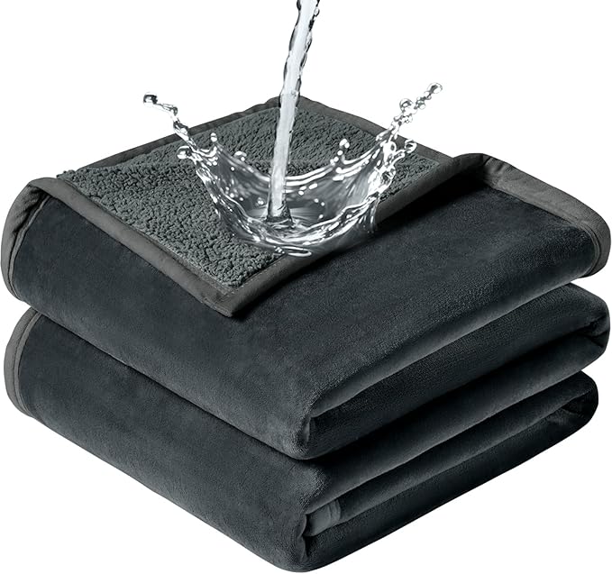 Waterproof Blanket for Couples - Love Blankets Stain Proof, Absorbent, Leakproof, Reversible, Plush Cozy & Washable - Waterproof Couch Cover Ideal for Bed/Couch, Dogs/Cats(82"x82", Gray/Dark Gray)
