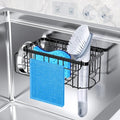 StorageRight 4-in-1 Sponge Holder for Kitchen Sink, Sink Caddy Organizers and Storage with Adhesive Hook & Suction Cups, Rustproof Kitchen Sink Organizer for Home Decor - Black