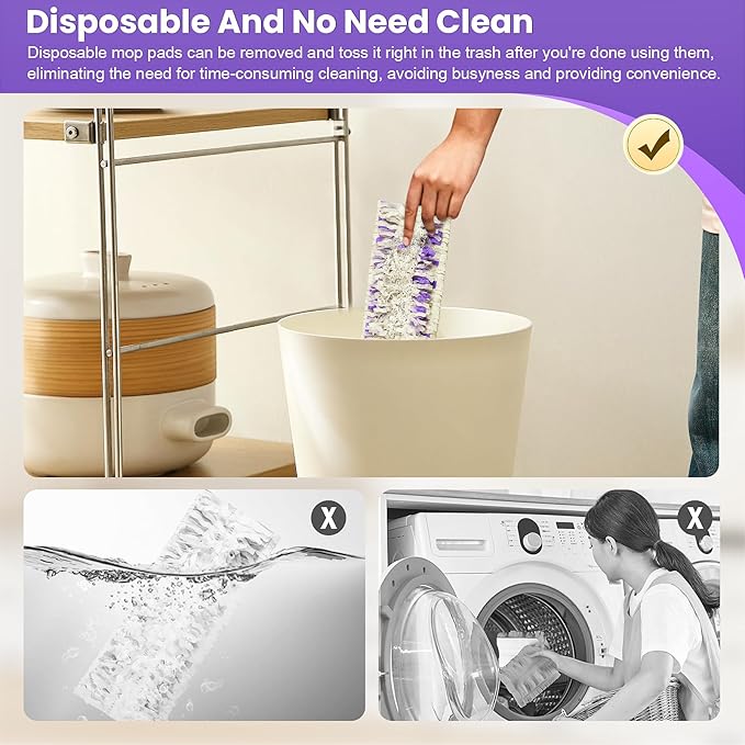 40 Pack Disposable Refill Pads for Power Mop™ Multi-Surface and for PowerMop™ Wood Mop, Repalcement Spray Mopping Pads for All Safe Floors