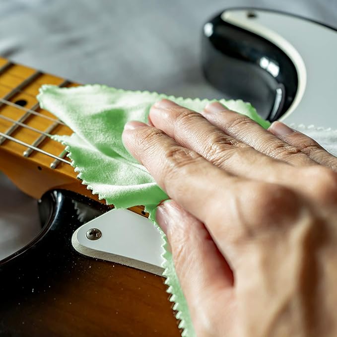 AAwipes Guitar Cloths Microfiber (6-Pack 12"x12" Cloths) Plush Polishing Cloths for Musical Instruments Premium Cleaning Cloths for Guitar Violin Piano Clarinet Trumpet Sax Universal (HCIS-1212-G)