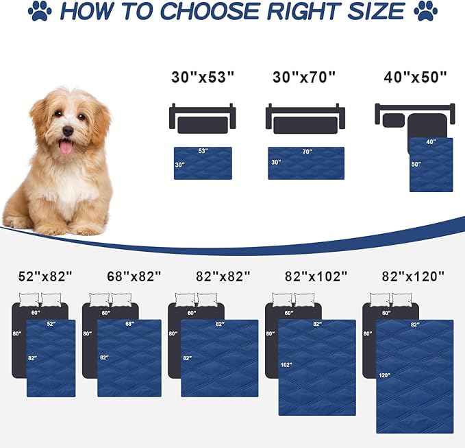 Smiry Waterproof Dog Bed Cover Blanket 30x70, Soft Reversible Pet Blanket, Washable Leakproof Cats Dogs Couch Cover for Sofa, Couch, Furniture, Lattice, Navy/Blue