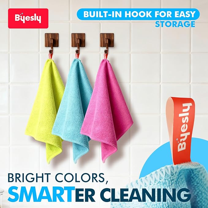 12-Pack Microfiber Cleaning Cloth, 11.5x11.5 Microfiber Towels for Cars, Dishes & House, for Detailers, Chefs & Efficient Home | Scratch-Free, Lint-Free, Ultra Absorbent(Yellow/Pink/Blue)