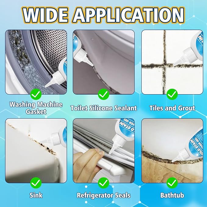 Tiepetly Home Stain Cleaner Gel, Heavy Duty Washing Machine Cleaner, Multifunctional Stain Remover, Deep Cleaning for Washing Machine Gasket, Bathroom, Grout, Tile, Shower, Sink, Caulk (8 Fl Oz)