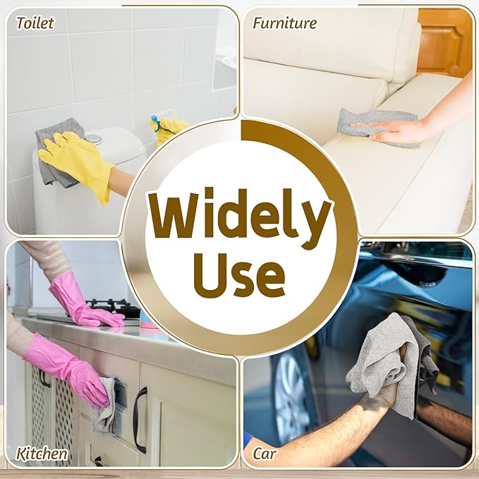 OJYUDD 75 Pack Microfiber Cleaning Cloth Roll,Reusable Tear Away Towels,Washable Ultra Absorbent Cleaning Rags for House,Car,Glass,Garage,Kitchen or Shop(Grey)