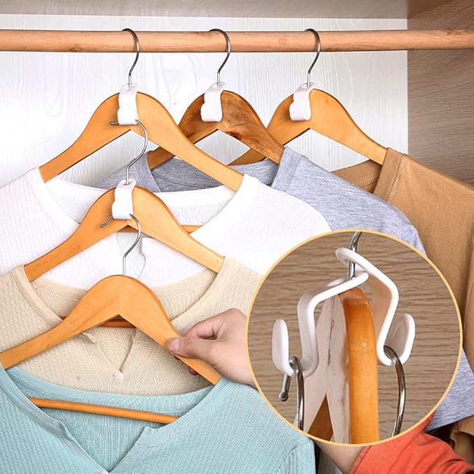 60 Pcs Clothes Hanger Connector Hooks,Plastic Cascading Hanger Hooks Extender Clips,Wardrobe Clothing Hangers Connection Hooks for Organizer Closet Cabinet Space Savers Hangers, White