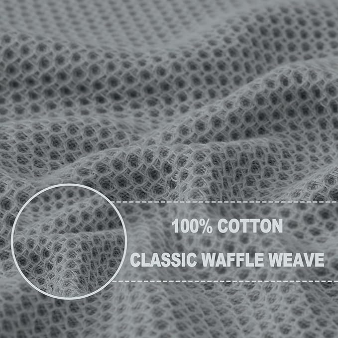 Homaxy 100% Cotton Waffle Weave Kitchen Dish Towels, Ultra Soft Absorbent Quick Drying Cleaning Towel, 13 x 28 Inches, 12-Pack, Grey