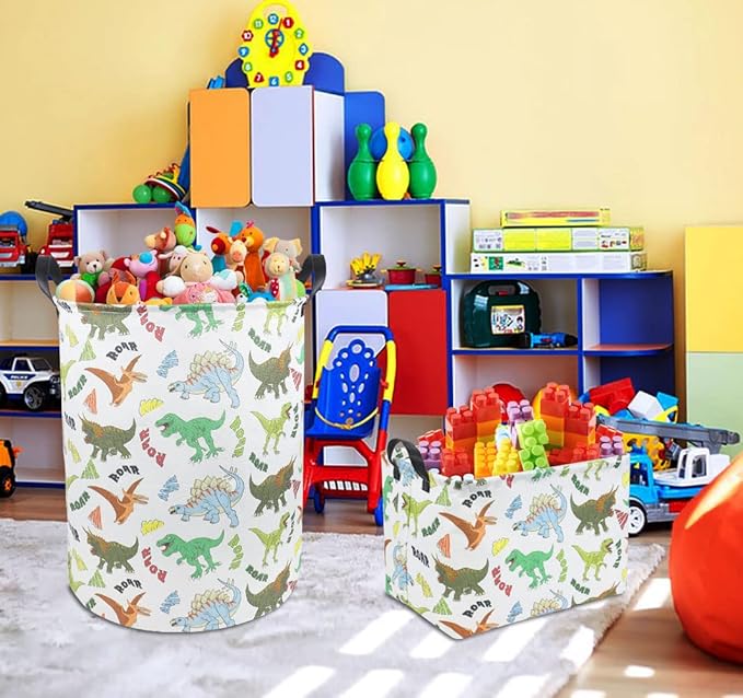 Dinosaur Laundry Basket,Kids Toys Storage Bin for Bedroom,Waterproof Baby Clothes Hamper with Handles,Nursery Hamper,Room Decor,Gift Baskets(Howling Dinosaur)