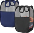 2 pop-up foldable mesh laundry baskets (each with 2 reinforced handles), black + blue…