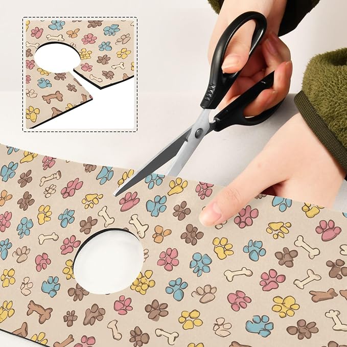 Yellow Paw Prints Bones Kitchen Sink Splash Guard Sink Faucet Mat Faucet Handle Drip Catcher Drain Mats for Kitchen Bathroom Countertop Absorbent Dish Drying Pad 2Pack 14.7x5.4IN
