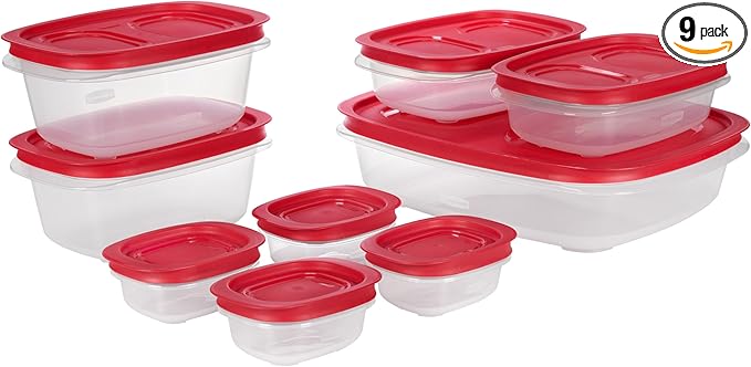 Rubbermaid EasyStore Large Containers, 18-Piece Set, Food Storage Containers with Lids