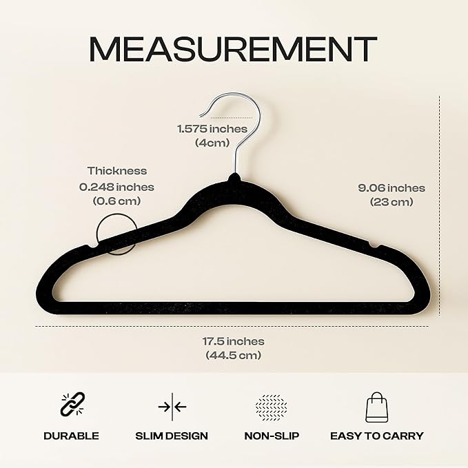Utopia Home Velvet Hangers 150 Pack - Non-Slip Suit Hangers with 360 Degree Rotatable Hook - for Pants, Coats, Shirts & More (Black)