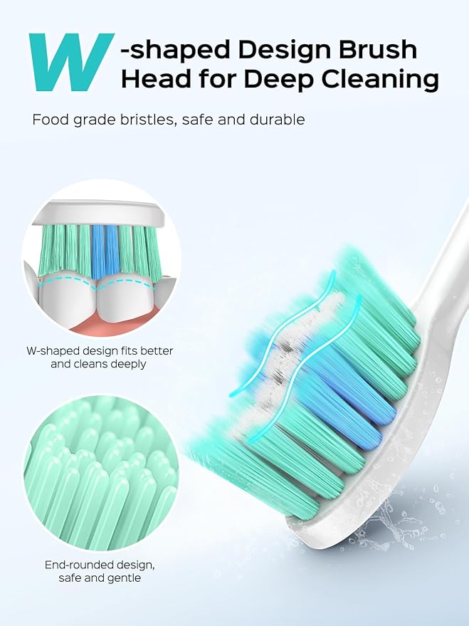 COSLUS Sonic Electric Toothbrush for Kids & Adults C40(DY-108Pro): 47000 VPM for Deep Cleaning with Travel Case - 5 Modes for Sensitive Teeth & Braces, Wireless Charging, 6 Brush Heads, Green (1PC)
