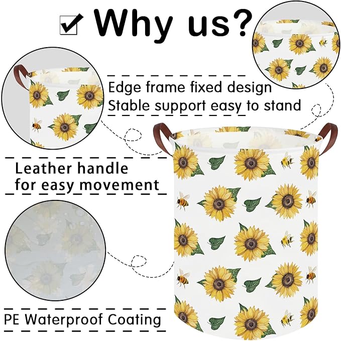 Bee hamper,Waterproof foldable Kids laundry basket,Nursery Hamper,Bee Room decor,Toy organizer,Dirty clothes basket(Bees)