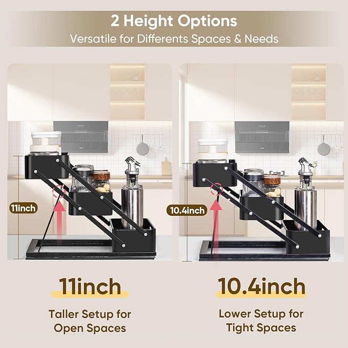 VUSIGN Pull Out Spice Rack Organizer for Pantry, 3 Tier Spice Organizer for Cabinet, Height Adjustable Spice Racks, Heavy Duty Vertical Spice Shelf for Seasoning Organizer for Kitchen