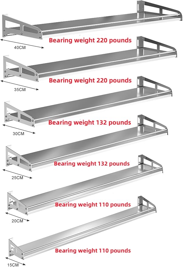 Wall Mount Metal Wall Shelf Kitchen Spice Condiment Racks 304 Stainless Steel fit Storage Rack Bedroom Bathroom Living Room Shelves (Length23.6 width5.9)