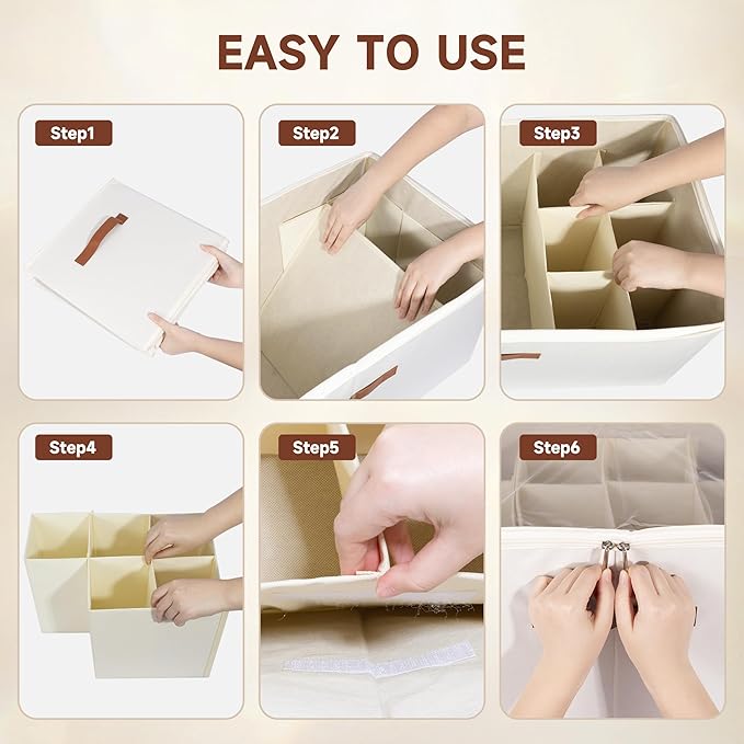 2-Pack Extra Large Shoe Organizer for Closet, Foldable Shoe Storage Container with Adjustable Dividers & Clear Lid, Holds Up to 18 Pairs, Space-Saving Shoe Boxes, White