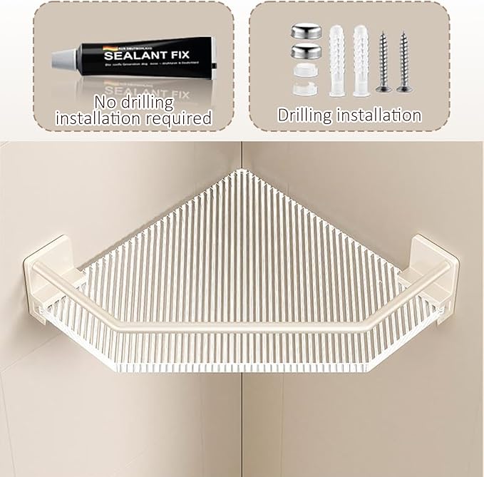 Shower Corner Caddy , 2 Pack 12" Brushed 304 Stainless Steel Organizer for Bathroom,Kitchen & Balcony, Floating Shower Wall Shelf Bath Basket Rack Heavy Duty 2 Pack (Gold,Acrylic)