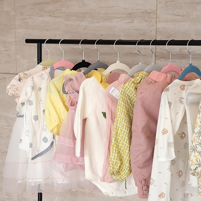 GoodtoU Kids Hangers Velvet Baby Hangers Non Slip Pink Toddler Infant Hanger 20 Pack Baby Clothes Hanger for Closet