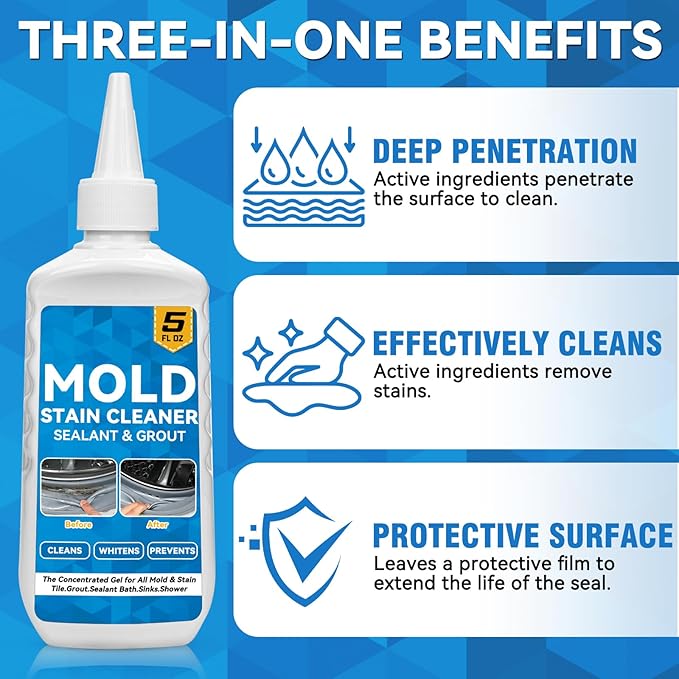 HomeMold Stain Remover Gel, Effective Washing Machine Cleaner for Front Load Washer, All-Purpose Cleaning Gel for Penetrating for Bathroom, Shower and Bathtub Tile Grout (5 Floz)