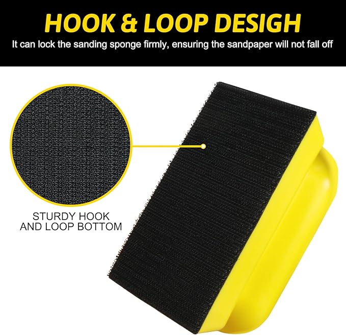 Sanding Sponge Holder, Sanding Blocks for Wood, Metal, Drywall, Glazing, 7 * 10cm Yellow