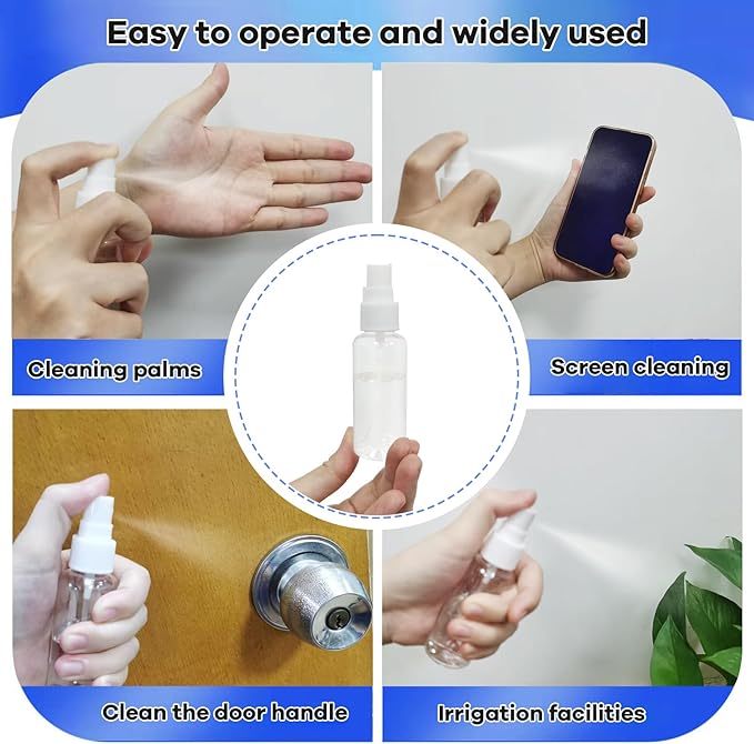 5 Pack Spray Bottle, 50ml Small Spray Bottle, Fine Mist Empty Travel Bottles, Reusable Plastic Mini Travel Bottle For Liquid Cosmetic for Personal Care, Cleaning
