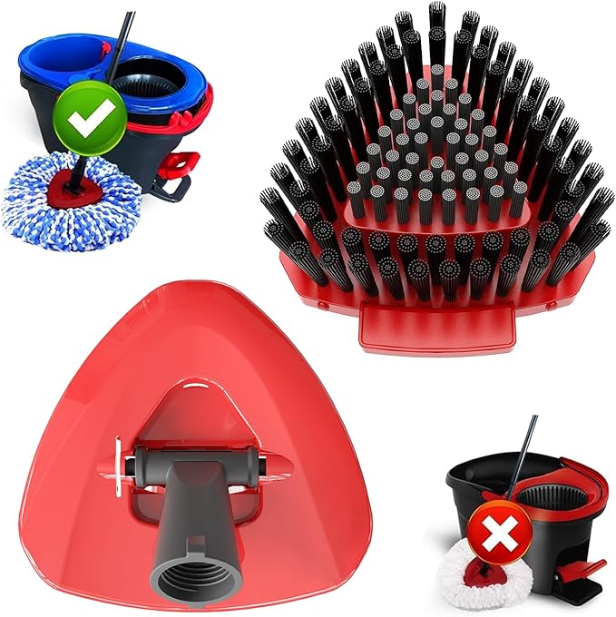 Small Spin Mop Replace Head Base + Scrub Brush for O Cedar 2-Tank RinseClean,1 Scrubber Brush and Mop Base Combo Set,Great for Kitchen, Deck, Bathroom and Shower Floor Scrubber