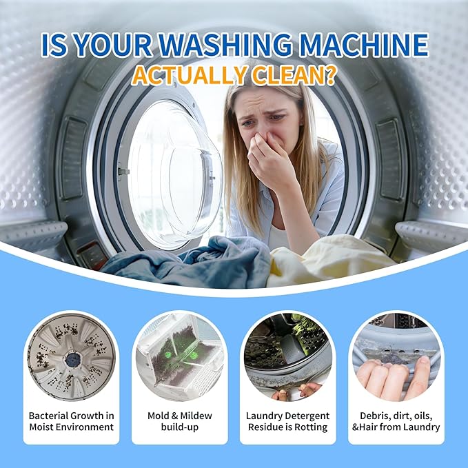 Washing Machine Cleaner Tablets–24 Packs,Deep Cleaning Tablets For HE Front Loader & Top Load Washer,Clean Inside Drum and Laundry Tub Seal-1Year Supply