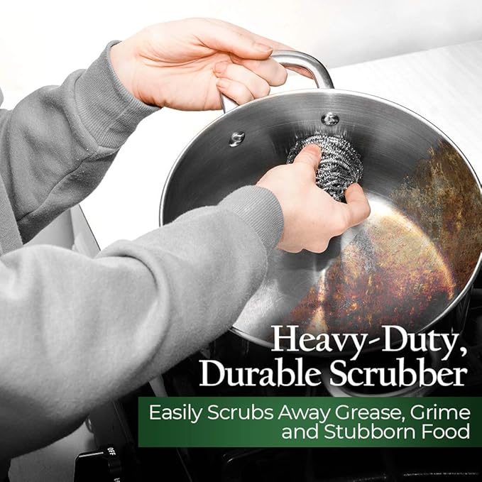 Stanley Home Products Stainless Steel Scrubbers – Rust Resistant Sponge for Pots, Pans, Grills, Ovens, Sinks and Tools – Metal Scrubbers for Kitchen & Garage Cleaning (2 Pack - 4 Count)
