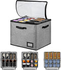 Shoe Organizer for Closet, Stackable Shoe Box w/Clear Cover & Reinforced Handles, Fits 16-32 Pairs, Adjustable Dividers for Sneakers Heels, for Home Travel Entryway, Grey