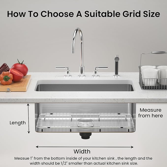 Sink Bottom Grid 29-1/2" X 15-9/16", Centered Drain with Corner Radius 3/8", Sink Protector for Single Bowl Kitchen Sinks
