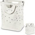 JOMOLA Collapsible Laundry Hamper 70L Large Foldable Laundry Basket Canvas Dirty Clothes Hamper Laundry Tote Bag with Handles for Family College Dorm Storage (Beige)