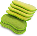 Multi-Purpose Scrub Sponges for Kitchen by SmilePowo Non-Scratch Microfiber Sponge Along with Heavy Duty Scouring Power - Effortless Cleaning of Dishes, Pots and Pans All at Once 6 Pack