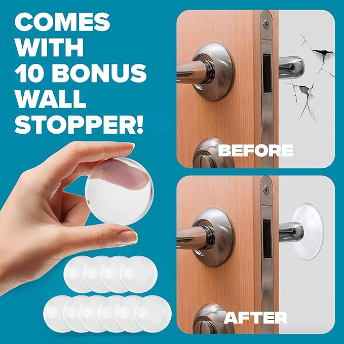 Strongest Home 10 Pack XL Adjustable Door Stopper with Spring – Heavy Duty Wedge for Oversized, Thick & Heavy Doors, Anti-Slip Rubber Grip, Commercial, Home & Outdoor Use on Carpet, Wood, Tile - Black