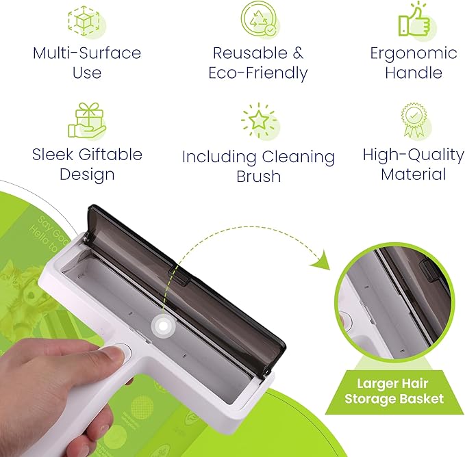 Benji Waldo Pet Hair Remover, Reusable Roller for Cat and Dog Hair Remover for Furniture, Couch, Carpet and Car Seats, for Pet Lovers Stocking Stuffers, Eco-Friendly, No Refills Needed