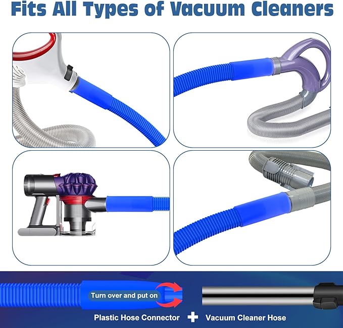 2 Pieces Dryer Vent Cleaner Kit Compatible with Most Vacuum Cleaner, Dryer Lint Brush and Vacuum Hose Attachment, Quickly Lint Remover, Deep Blue
