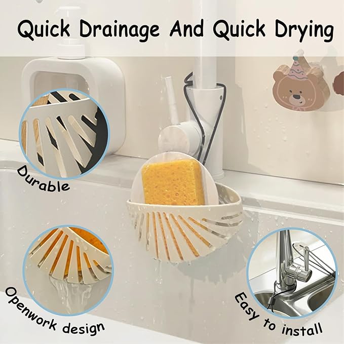 Sponge Holder for Kitchen Sink Suction,Kitchen Sink Organizer Caddy Holder,Dish Sponge Holder