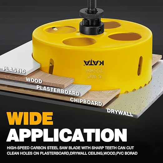 KATA 6.125 Inch Hole Saw for Recessed Lights with Dust Bowl, 6-1/8 in Hole Cutter for LED Can Lighting, Drywall Ceiling Cutting, Recessed Lighting Hole Saw Kit with Silicone Dust Catcher