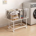 Rolling Laundry Cart, 80L Wire Laundry Hamper Basket on Wheels, Dirty Clothes Basket with Handle, Metal Clothes Hamper Organizer for Laundry Room, Bathroom, Bedroom, Dorm, White