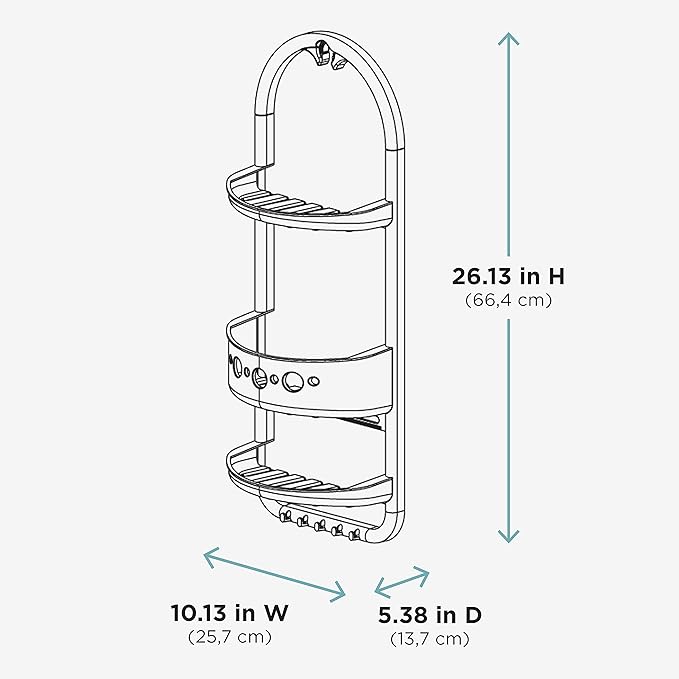 Zenna Home 5890KK, Large Over-The-Showerhead Caddy, Frosted