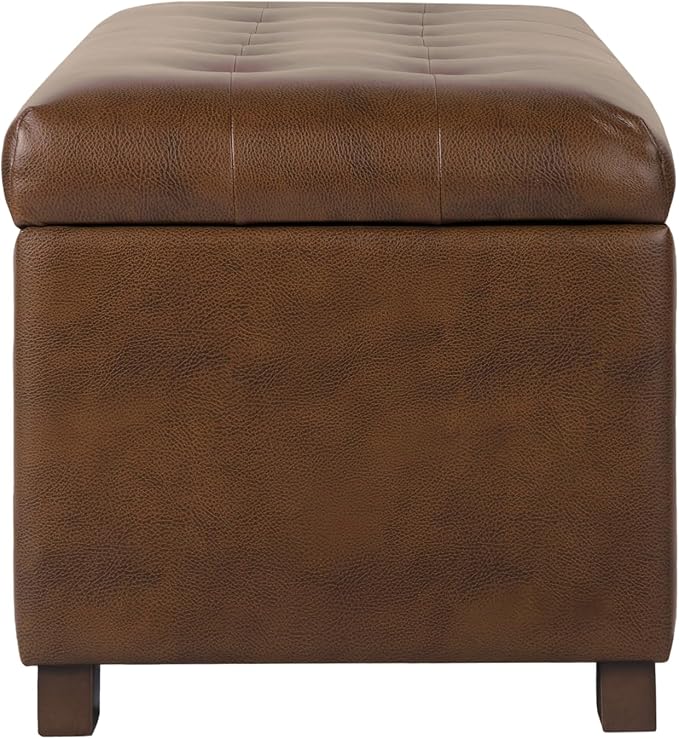 Spatial Order Large Tufted Storage Bench - Brown Faux Leather