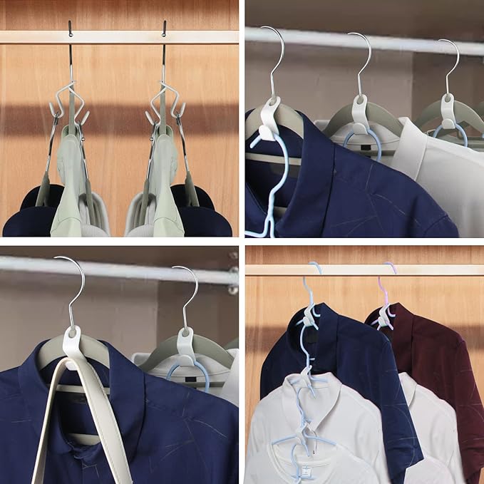 50PCS Clothes Hook Hanger Hooks Space Saving Closet Connector Organizer (White)