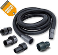 POWERTEC 70477 10 Ft. Dust Collection Hose Kit with 5 Fittings and a Tapered Reducer fits 2-1/2" to 2-1/4" ID Dust Hose/Port for Woodworking Power Tools Home and Wet/Dry Shop Vacuums