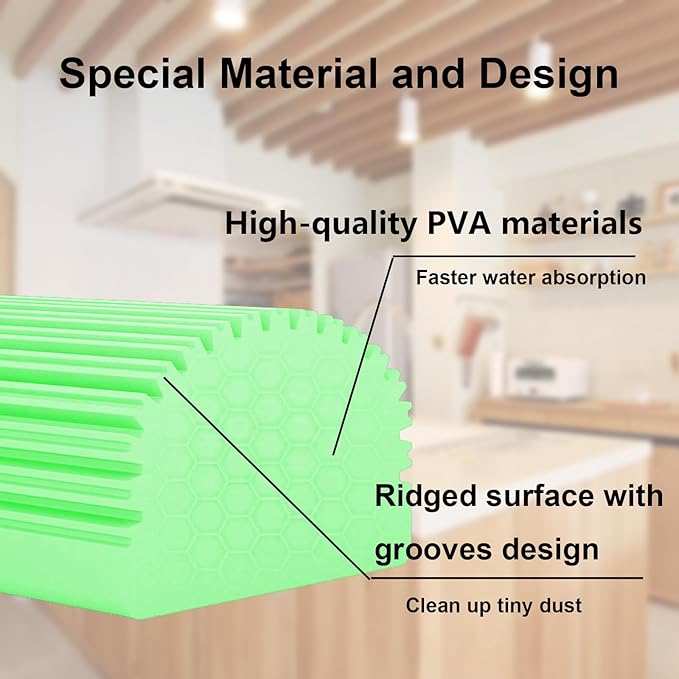 6-Pack Damp Clean Duster Sponge,Magic Sponge Eraser for Housekeeping,Reusable Cleaning Sponge for Blinds,Vents,Mirrors,Glass, Baseboards,Window Track Grooves and Railings (Green)