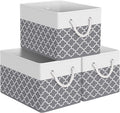Storage Bin,Collapsible Storage Basket For Organizing,Large Storage Boxes With Rope Handles,Storage Containers,Clover Grey,3 Pack