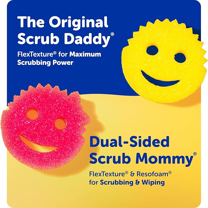 Scrub Daddy Scratch-Free Multipurpose Kitchen Sponges - Bulk Dish Sponges for Kitchen, Bathroom, Household Cleaning & More - Made with BPA-Free Polymer Foam (7 Count)